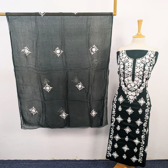 Handmade Pakka Tanka + Mirror Work Lawn with Chiffon Dupatta 3Pc