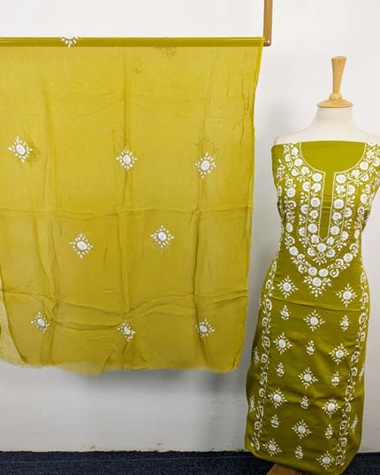 Handmade Pakka Tanka + Mirror Work Lawn with Chiffon Dupatta 3Pc
