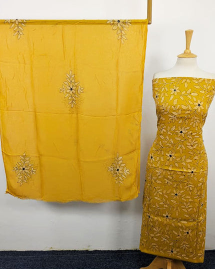 Handmade Kacha Tanka + Mirror Work Lawn with Chiffon Dupatta 3Pc