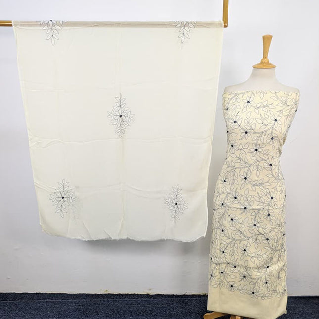 Handmade Kacha Tanka + Mirror Work Lawn with Chiffon Dupatta 3Pc