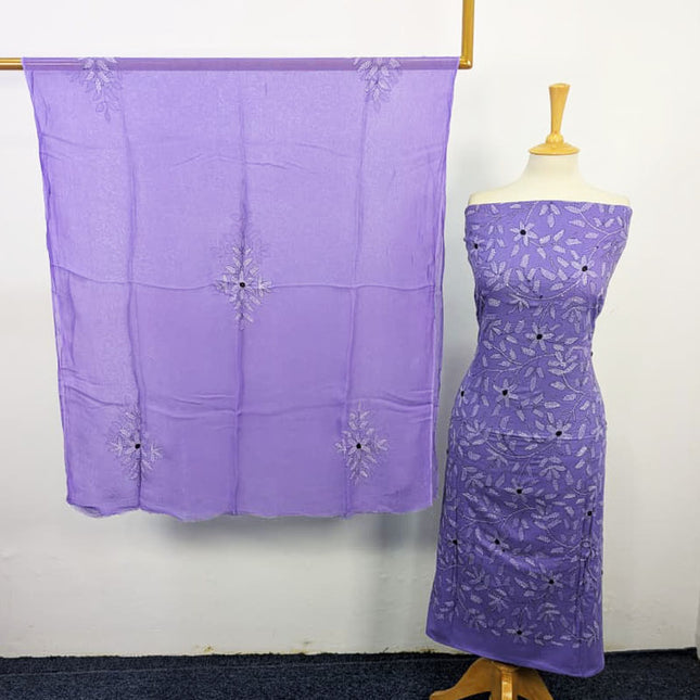 Handmade Kacha Tanka + Mirror Work Lawn with Chiffon Dupatta 3Pc