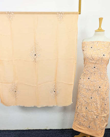 Handmade Kacha Tanka + Mirror Work Lawn with Chiffon Dupatta 3Pc