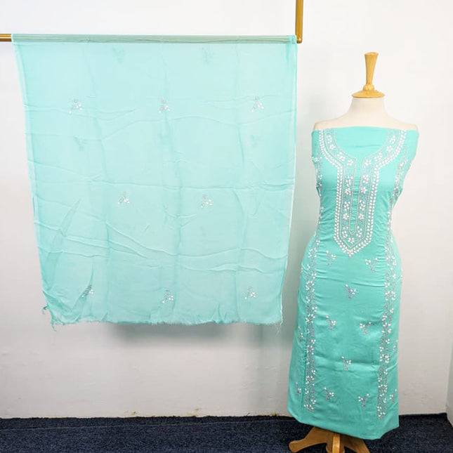 Handmade Aplic Work Lawn Shirt with Chiffon Dupatta 3Pc Unstitched