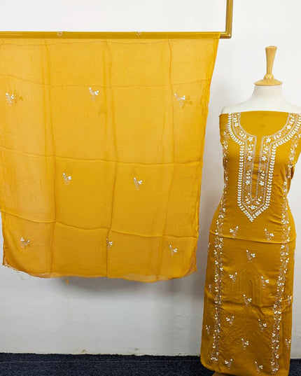 Handmade Aplic Work Lawn Shirt with Chiffon Dupatta 3Pc Unstitched