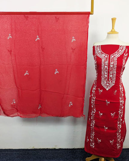 Handmade Aplic Work Lawn Shirt with Chiffon Dupatta 3Pc Unstitched