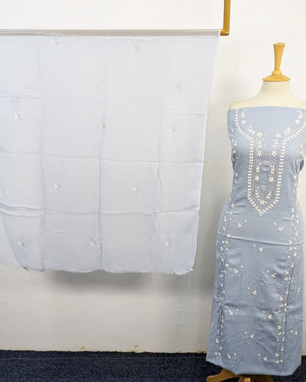 Handmade Aplic Work Lawn Shirt with Chiffon Dupatta 3Pc Unstitched