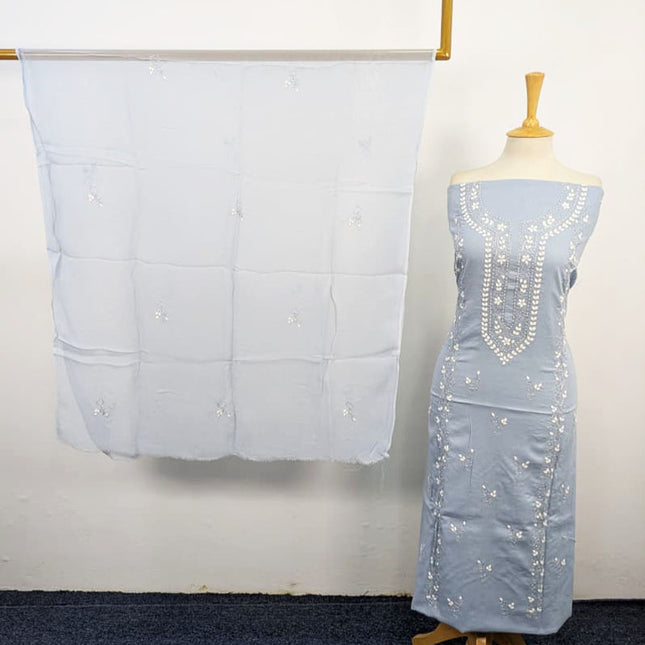 Handmade Aplic Work Lawn Shirt with Chiffon Dupatta 3Pc Unstitched