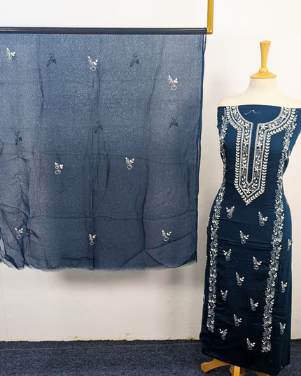 Handmade Aplic Work Lawn Shirt with Chiffon Dupatta 3Pc Unstitched