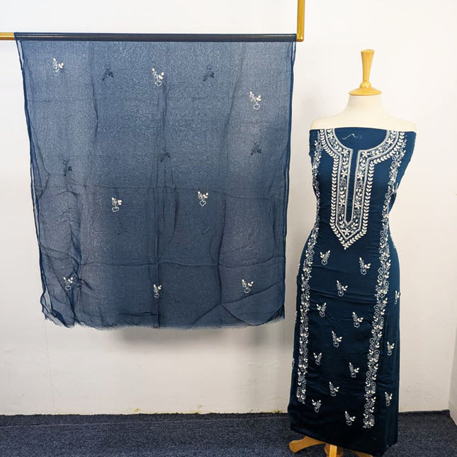 Handmade Aplic Work Lawn Shirt with Chiffon Dupatta 3Pc Unstitched