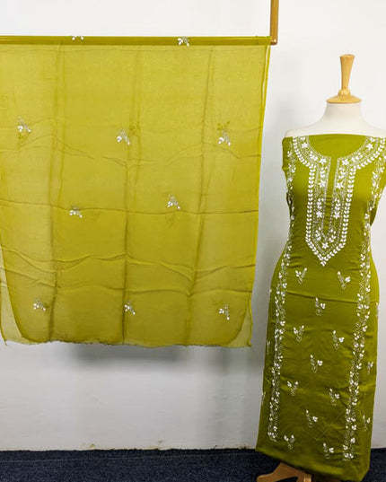 Handmade Aplic Work Lawn Shirt with Chiffon Dupatta 3Pc Unstitched