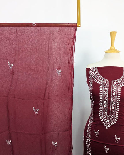 Handmade Aplic Work Lawn Shirt with Chiffon Dupatta 3Pc Unstitched