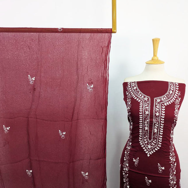 Handmade Aplic Work Lawn Shirt with Chiffon Dupatta 3Pc Unstitched