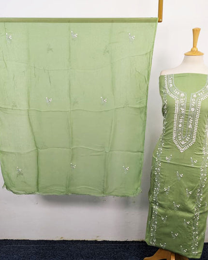 Handmade Aplic Work Lawn Shirt with Chiffon Dupatta 3Pc Unstitched