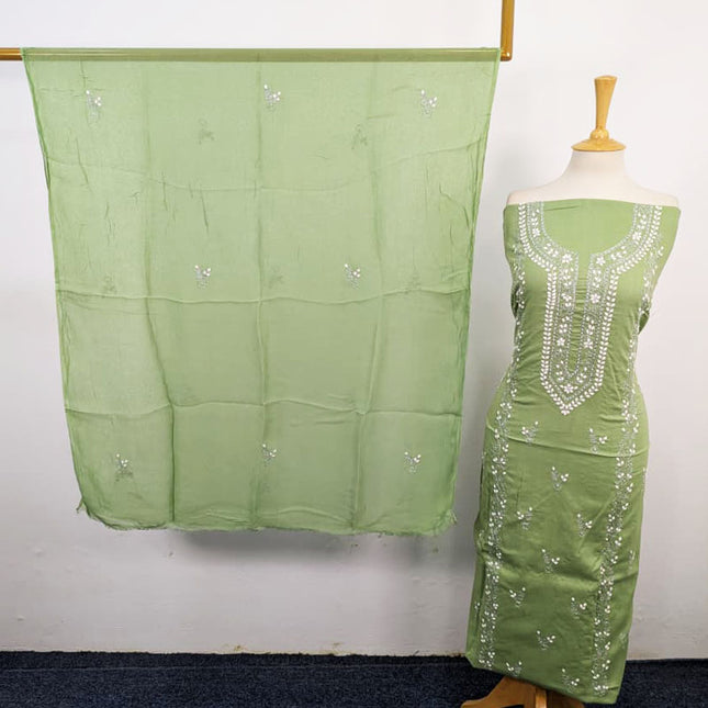 Handmade Aplic Work Lawn Shirt with Chiffon Dupatta 3Pc Unstitched