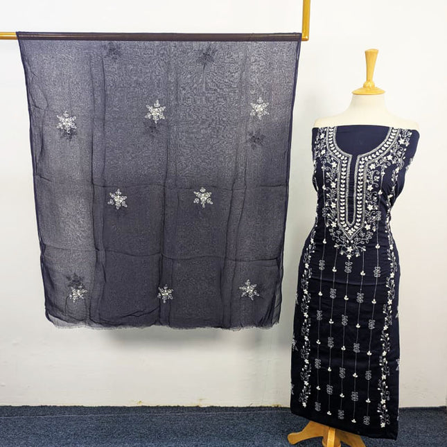 Lawn with Handmade Aplic Work Shirt & Chiffon Dupatta 3Pc Unstitched