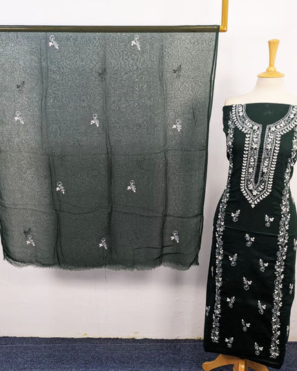 Handmade Aplic Work Lawn Shirt with Chiffon Dupatta 3Pc Unstitched
