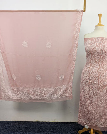 Handmade Full Jaal Chikankari Work Crinkle Chiffon Shirt Dupatta 2Pc Unstitched