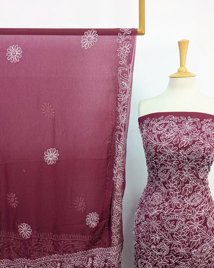 Handmade Full Jaal Chikankari Work Crinkle Chiffon Shirt Dupatta 2Pc Unstitched