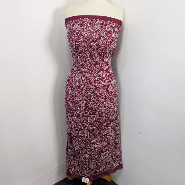 Handmade Full Jaal Chikankari Work Crinkle Chiffon Shirt Dupatta 2Pc Unstitched