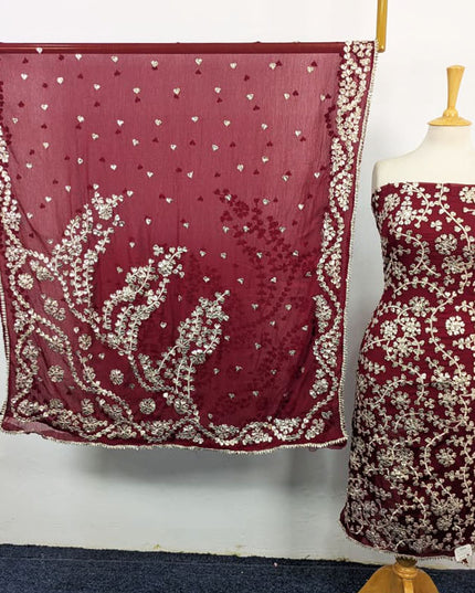 Handmade Full Jaal Gotta Work Chiffon Shirt Dupatta 2Pc Unstitched