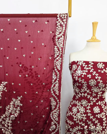 Handmade Full Jaal Gotta Work Chiffon Shirt Dupatta 2Pc Unstitched