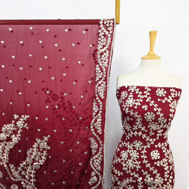 Handmade Full Jaal Gotta Work Chiffon Shirt Dupatta 2Pc Unstitched