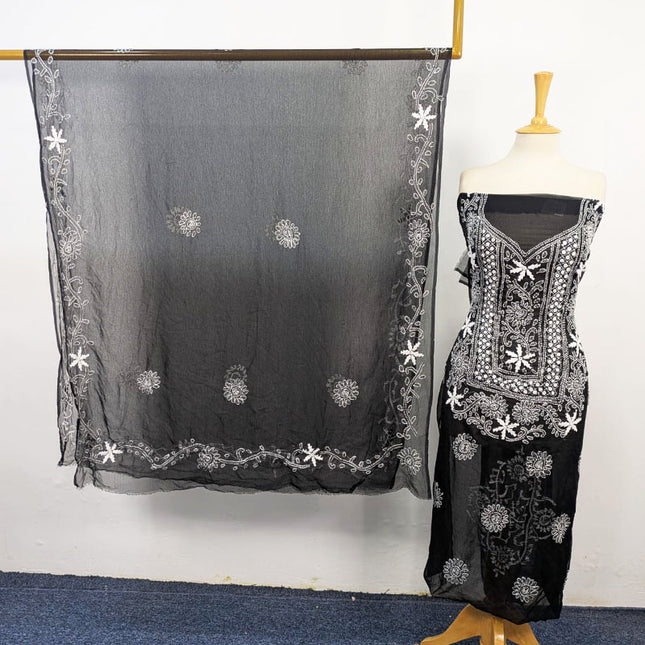 Fancy Handmade Shadow + Chikankari Work Crinkle Chiffon 2Pc Unstitched