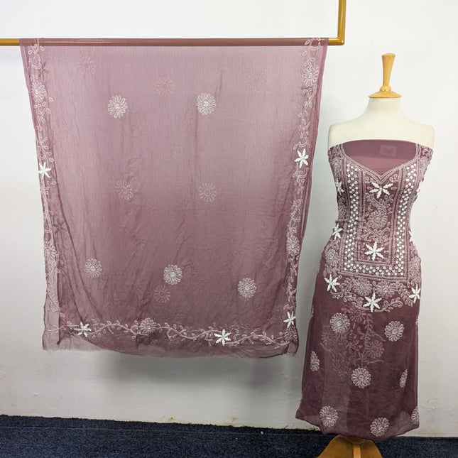 Fancy Handmade Shadow + Chikankari Work Crinkle Chiffon 2Pc Unstitched