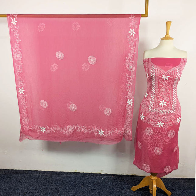Fancy Handmade Shadow + Chikankari Work Crinkle Chiffon 2Pc Unstitched