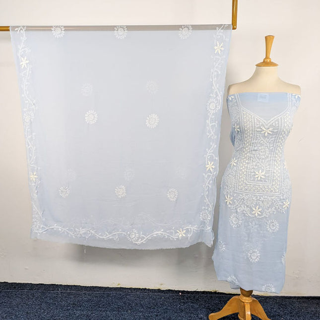 Fancy Handmade Shadow + Chikankari Work Crinkle Chiffon 2Pc Unstitched