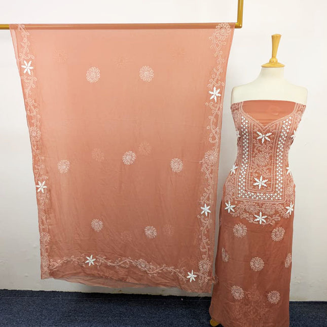 Fancy Handmade Shadow + Chikankari Work Crinkle Chiffon 2Pc Unstitched
