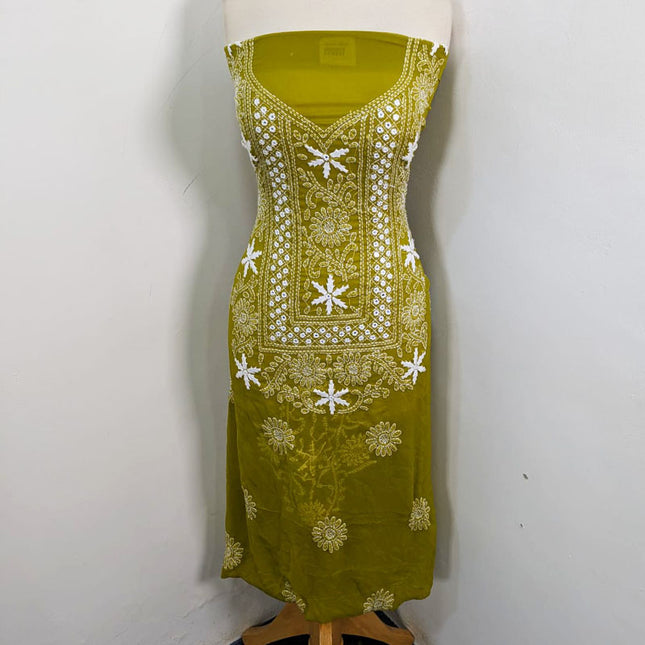 Fancy Handmade Shadow + Chikankari Work Crinkle Chiffon 2Pc Unstitched