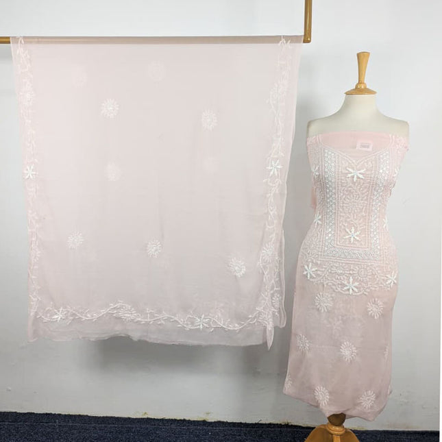 Fancy Handmade Shadow + Chikankari Work Crinkle Chiffon 2Pc Unstitched