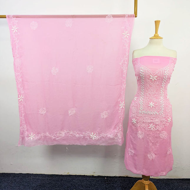 Fancy Handmade Shadow + Chikankari Work Crinkle Chiffon 2Pc Unstitched