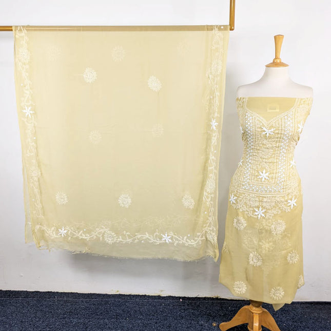 Fancy Handmade Shadow + Chikankari Work Crinkle Chiffon 2Pc Unstitched