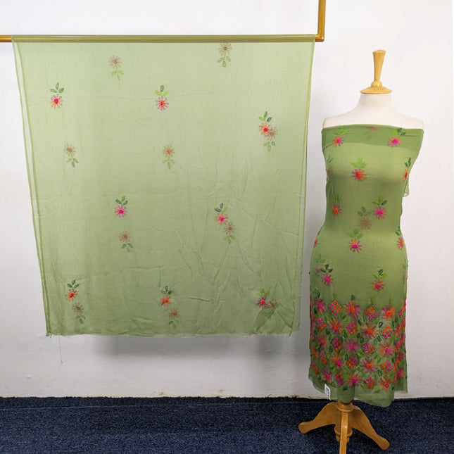 Fancy Handmade Kacha Tanka + Gobi Work Crinkle Chiffon 2Pc Unstitched