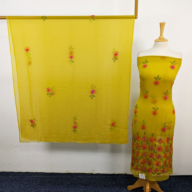 Fancy Handmade Kacha Tanka + Gobi Work Crinkle Chiffon 2Pc Unstitched