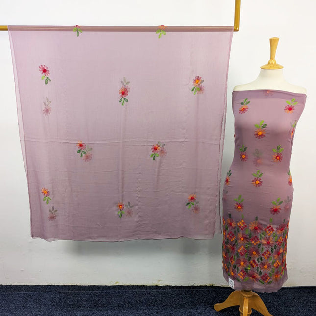 Fancy Handmade Kacha Tanka + Gobi Work Crinkle Chiffon 2Pc Unstitched
