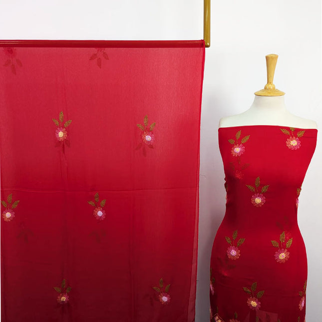 Fancy Handmade Kacha Tanka + Gobi Work Crinkle Chiffon 2Pc Unstitched