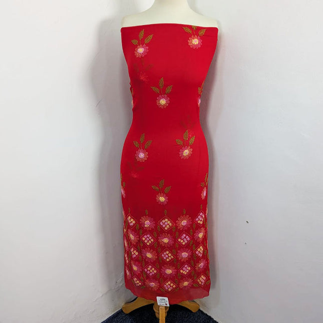 Fancy Handmade Kacha Tanka + Gobi Work Crinkle Chiffon 2Pc Unstitched