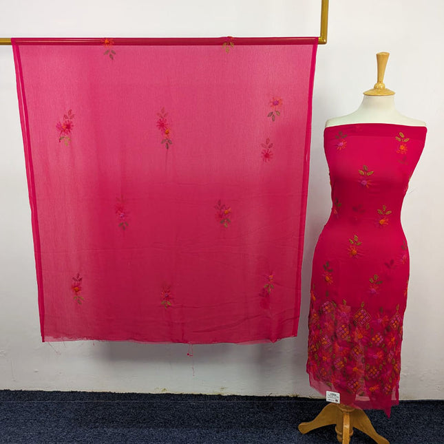 Fancy Handmade Kacha Tanka + Gobi Work Crinkle Chiffon 2Pc Unstitched