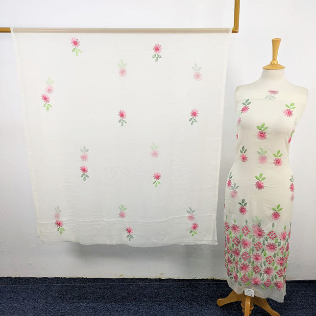 Fancy Handmade Kacha Tanka + Gobi Work Crinkle Chiffon 2Pc Unstitched