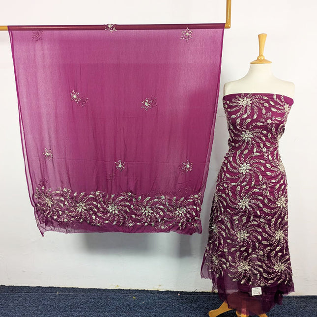 Chiffon with Full Jaal Gotta Work Shirt + Dupatta 2Pc Unstitched