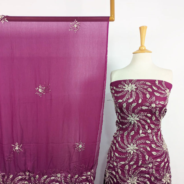 Chiffon with Full Jaal Gotta Work Shirt + Dupatta 2Pc Unstitched