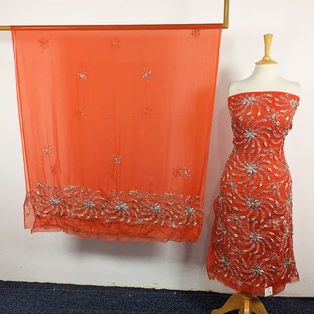Chiffon with Full Jaal Gotta Work Shirt + Dupatta 2Pc Unstitched