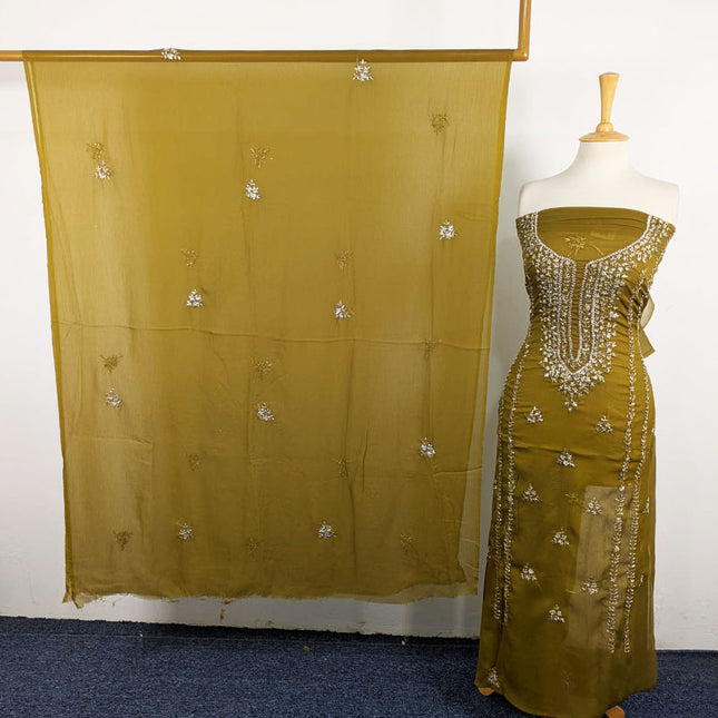 Handmade Gala Style Gotta Work Chiffon Shirt with Dupatta 2Pc Unstitched