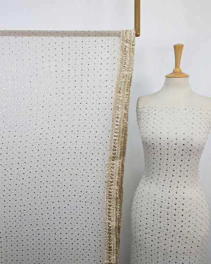 Handmade Golden Gotta + Mukesh Work Pure China Crinkle 2Pc (Dyeable)