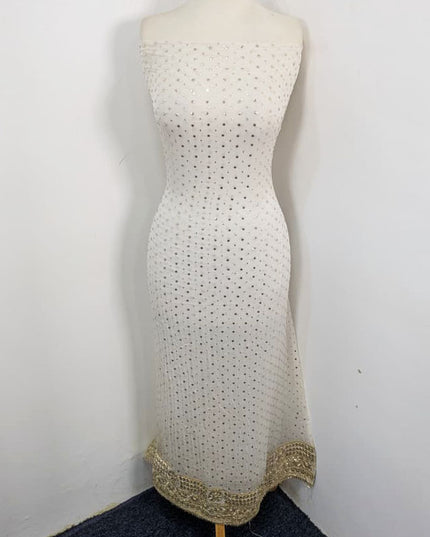 Handmade Golden Gotta + Mukesh Work Pure China Crinkle 2Pc (Dyeable)