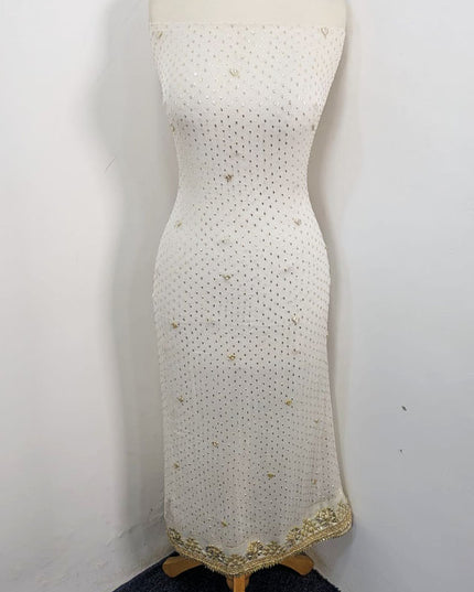 Pure China Crinkle with Handmade Golden Gotta + Mukesh Work 2Pc (Dyeable)