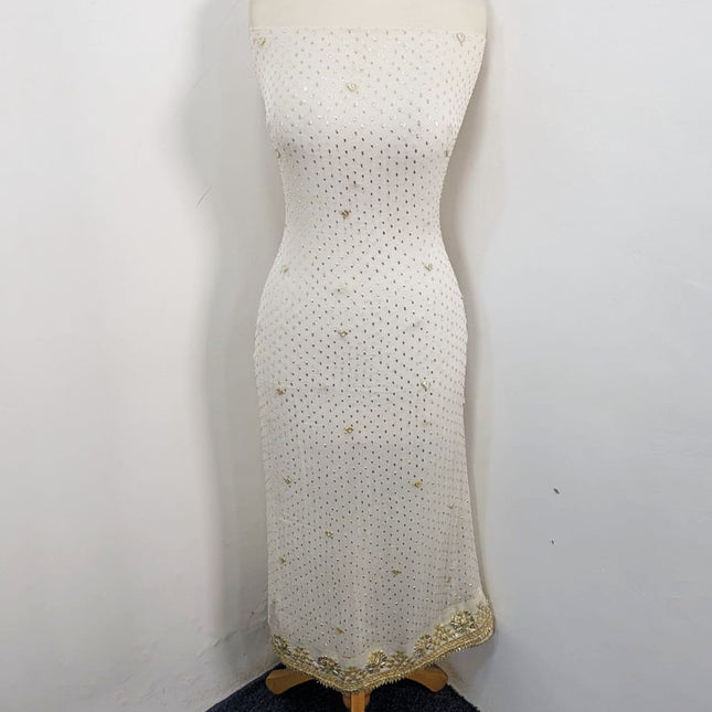 Pure China Crinkle with Handmade Golden Gotta + Mukesh Work 2Pc (Dyeable)